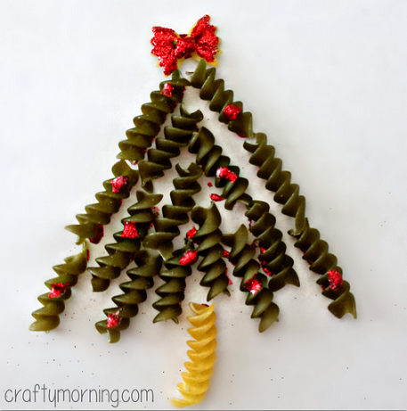 Noodle Christmas Tree Craft For Kids (Handmade Card Idea)
