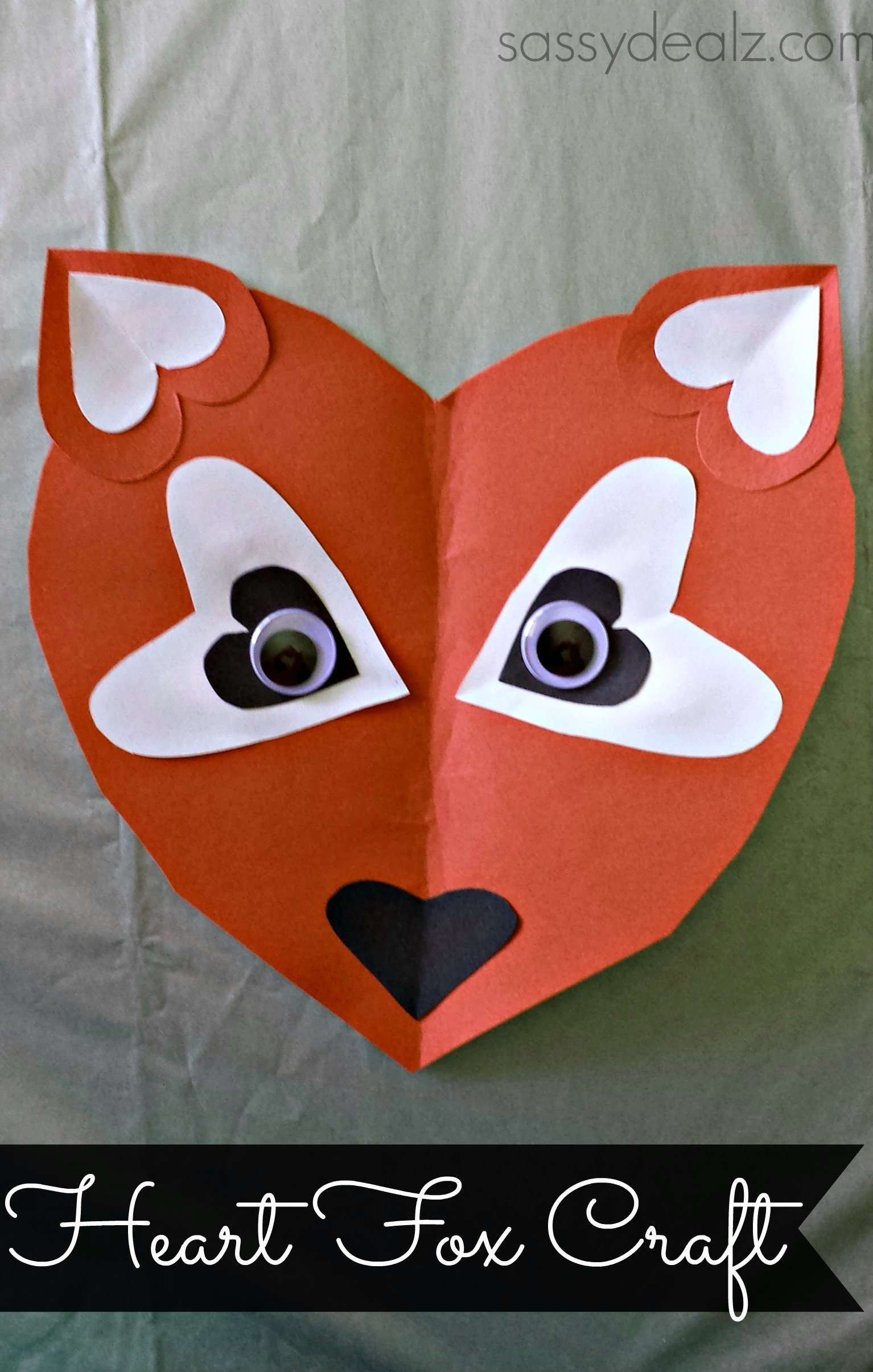 Paper Heart Fox Craft For Kids
