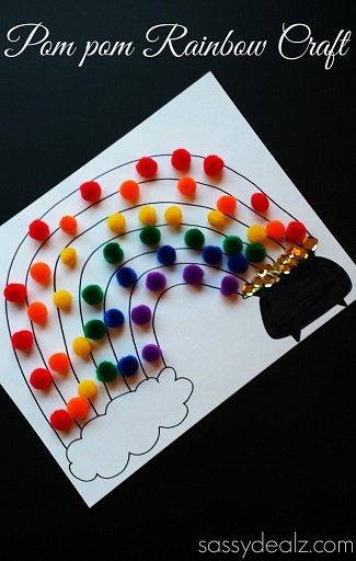 Pom Pom Rainbow Craft For St. Patrick's Day (Free Printable)