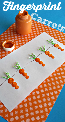 Fingerprint Carrot and Bunny Craft for Kids