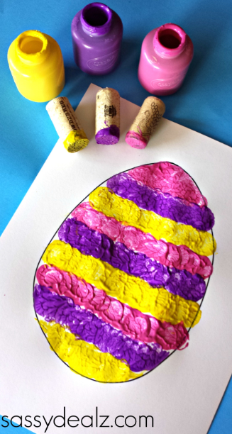Wine Cork Easter Egg Stamping Craft for Kids