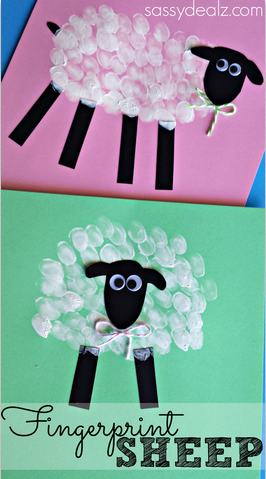 Fingerprint Sheep Craft for Kids