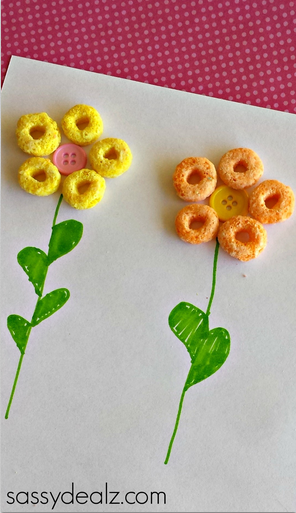 Simple Fruit Loops Flower Craft for Kids