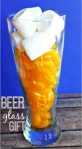 Beer Glass Gift Filled w/ Candy & Marshmallows