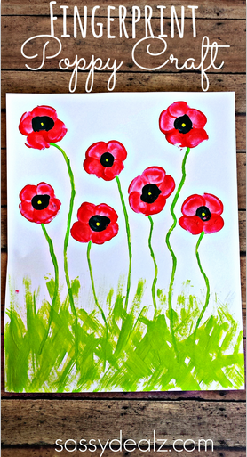 Fingerprint Poppy Flower Craft for Kids