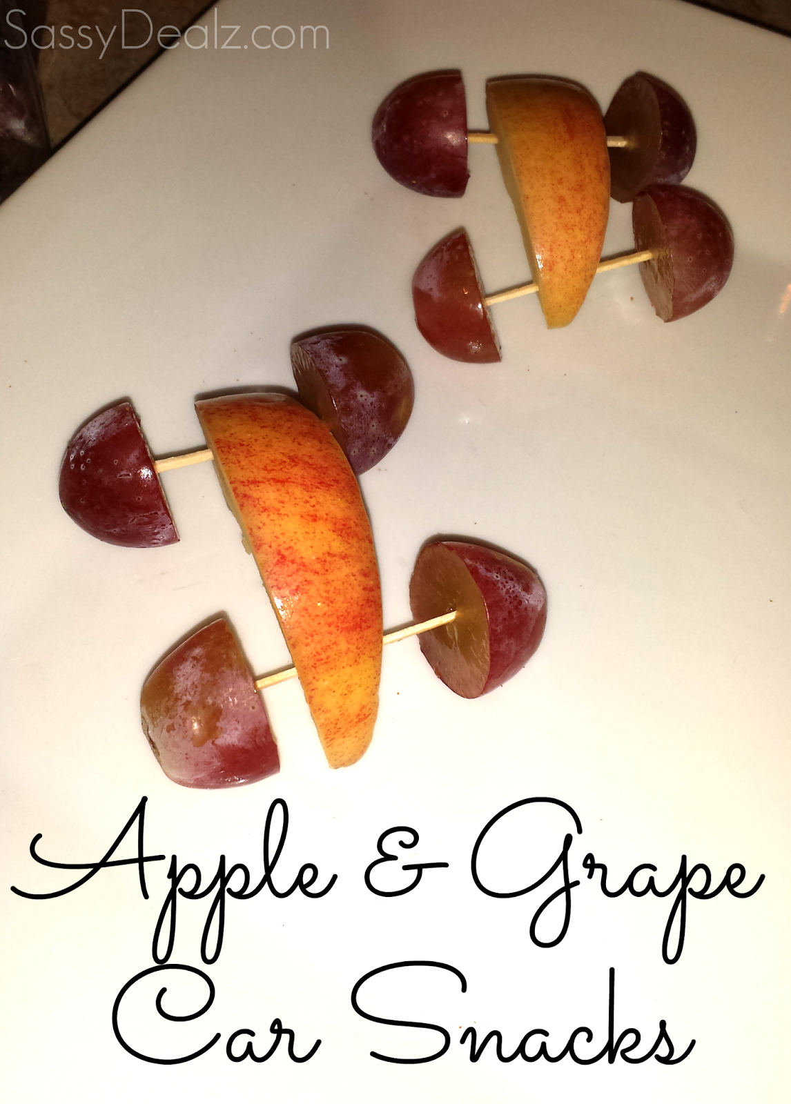 Cute Snack For Kids - Apple & Grape Cars