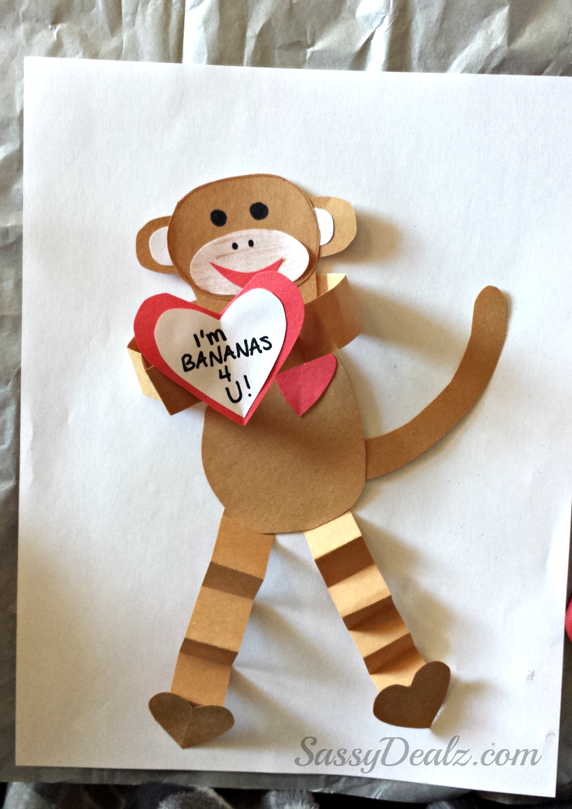 Valentine's Day Heart Monkey Craft For Kids