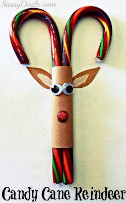 Candy Cane Reindeer Christmas Craft or Treat For Kids