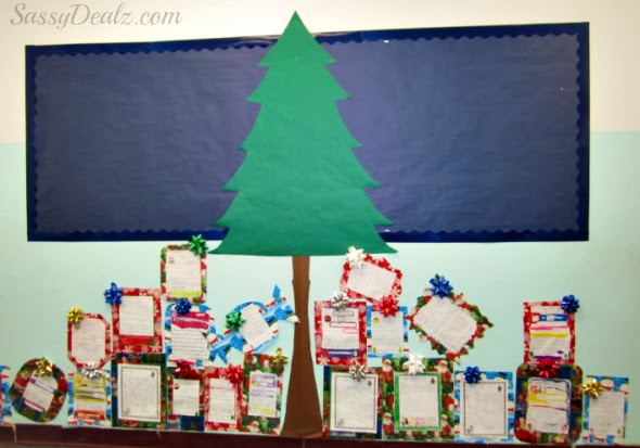 DIY Christmas Tree & Presents Classroom Bulletin Board Idea