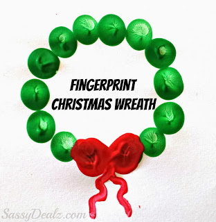 Cute Fingerprint Christmas Wreath Craft For Kids