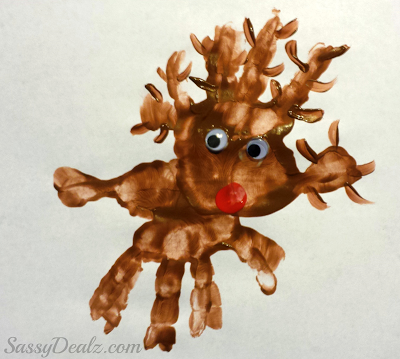 Rudolph the Red-Nosed Reindeer Handprint Art Project For Kids