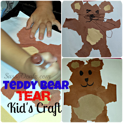 Teddy Bear Tear Kid's Craft (Cheap & Easy - No Scissors Required!)