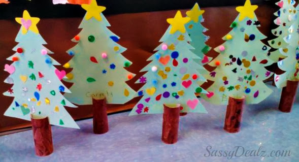 DIY Christmas Tree Toilet Paper Roll Craft For Kids