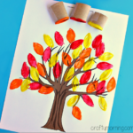 Toilet Paper Roll Leaf Stamping Fall Tree Craft