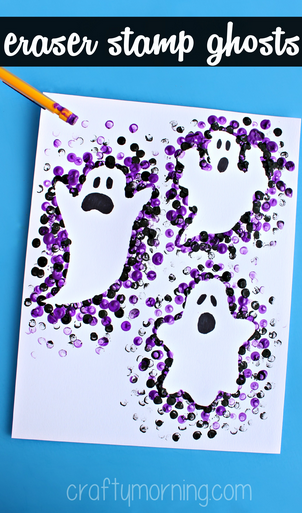 pencil-stamp-ghosts-craft-for-kids-