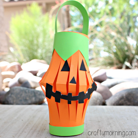 Pumpkin Toilet Paper Roll Lantern Craft