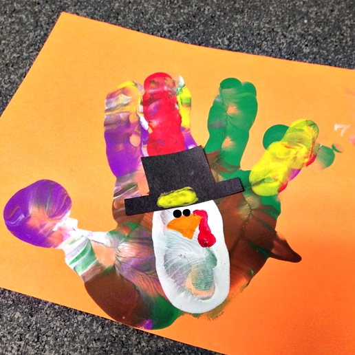 Colorful Handprint Turkey Craft for Thanksgiving