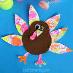 Neon Turkey Craft for Kids (Bottle Cap Painting)
