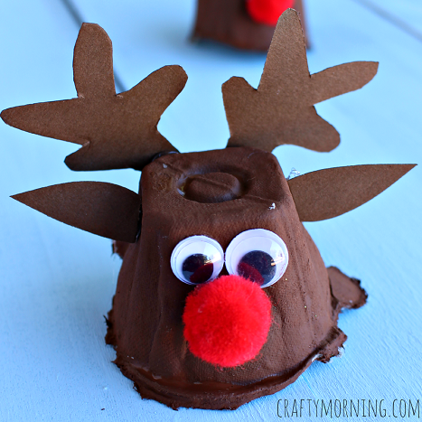 Egg Carton Reindeer Craft for Christmas