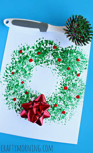 fun-dish-brush-christmas-wreath-craft-for-kids-