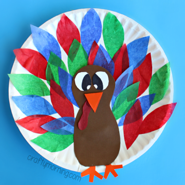 Paper Plate Turkey Craft Using Tissue Paper - Crafty Morning