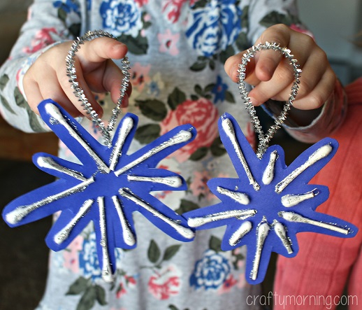 Q-Tip Snowflake Ornament Craft for Kids to Make - Crafty Morning