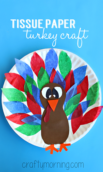 tissue-paper-paper-plate-turkey-craft-for-kids