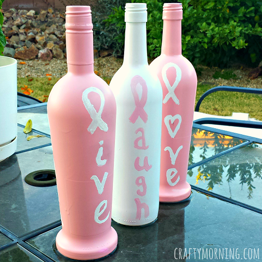 Breast Cancer Awareness Wine Bottle Crafts