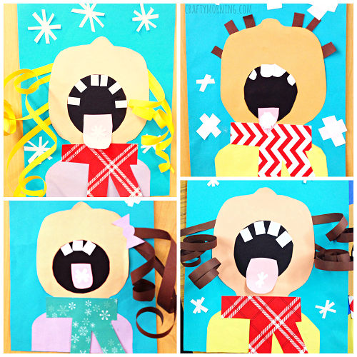 Children Catching Snowflakes (Winter Craft for Kids)