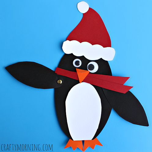 Moveable Christmas Penguin Craft for Kids