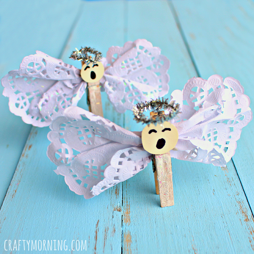 Clothespin Angel Craft Using Doilies