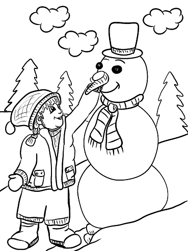 kid-building-snowman-carrot-nose-winter-coloring-page