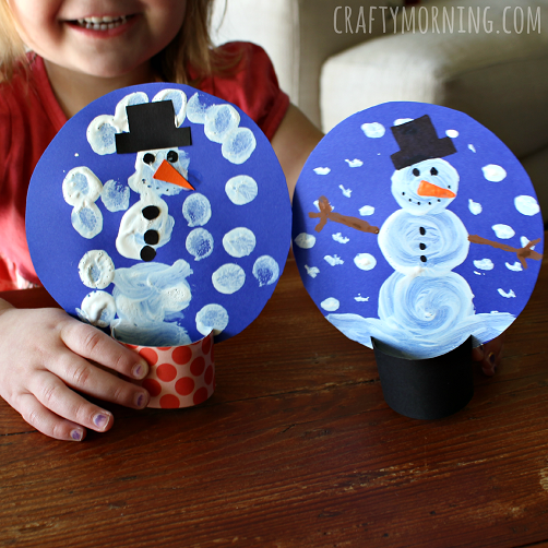 Pom-Pom Painted Cardboard Snow Globe Craft