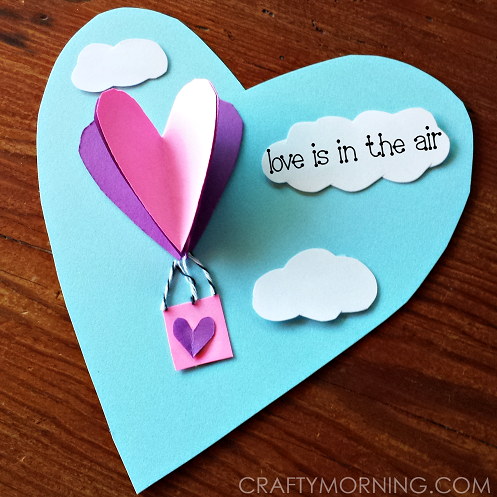 3D Heart Hot Air Balloon Valentine Card