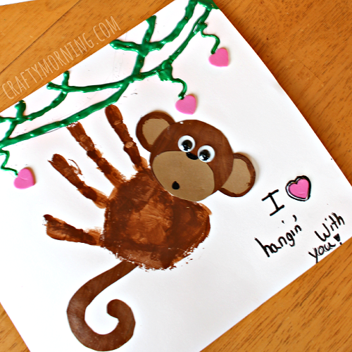 Handprint Monkey Valentine Craft for Kids