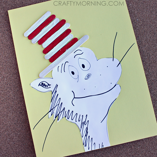 Cat in the Hat Popsicle Stick Craft (Free Printable)