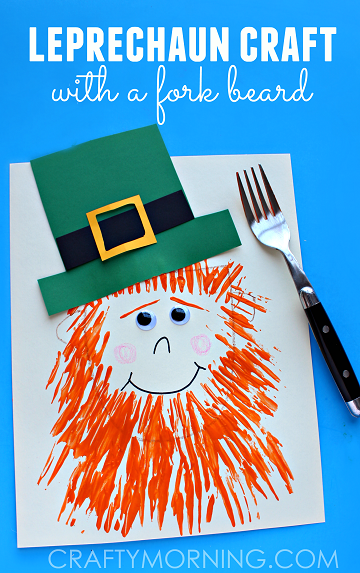 leprechaun-craft-with-a-fork-beard-st-patricks-day-kids-craft