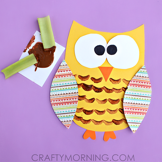 Celery Stamped Owl Craft for Kids