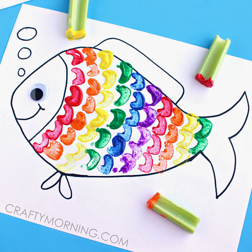 Celery Stamping Rainbow Fish Craft for Kids