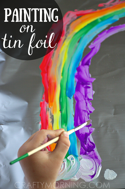 Painting on Aluminum Foil (Kids Art Activity) - Crafty Morning
