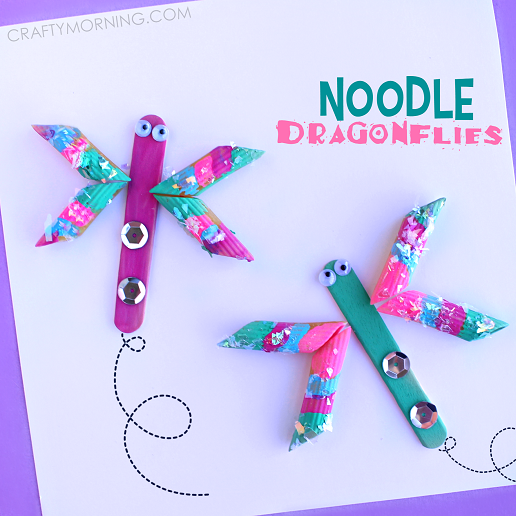 Easy Noodle Dragonfly Craft for Kids
