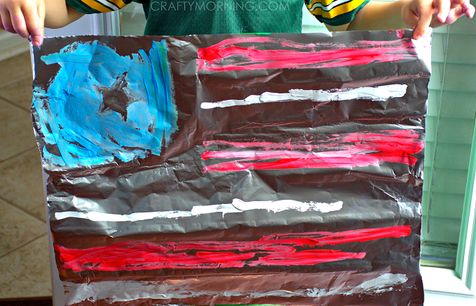 Make an American Flag Craft on Aluminum Foil