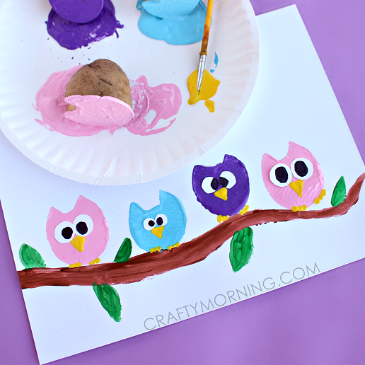 Potato Print Owl Craft for Kids