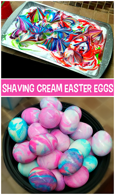 Dye easter eggs shaving cream