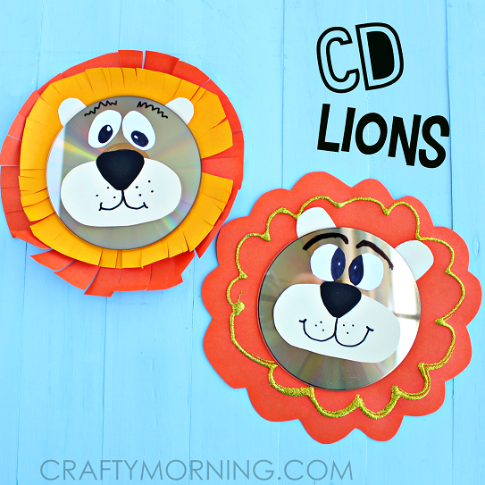 Recycled CD Lion Craft for Kids