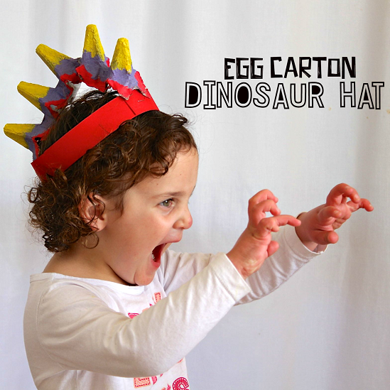 Egg Carton Dinosaur Hat Craft for Kids