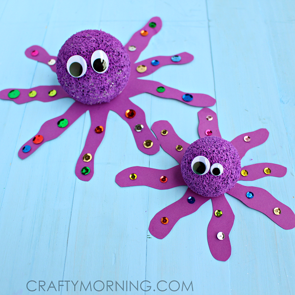 Foam Ball Octopus Craft for Kids