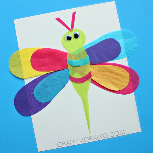 Tissue Paper Dragonfly Craft for Kids