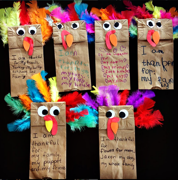 Paper Bag Turkey Puppets (Thanskgiving Craft)