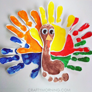 Colorful Handprint/Footprint Turkey Craft - Crafty Morning